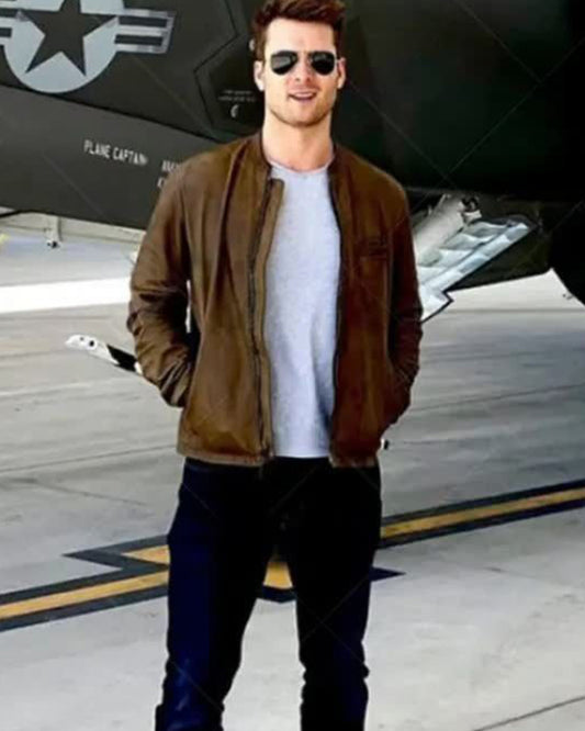 Top Gun Maverick 2022 Glen Powell Brown Jacket