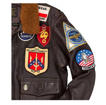 Top Gun-2 Bomber Shearling Leather Flight Jacket - RECREATED EDITION