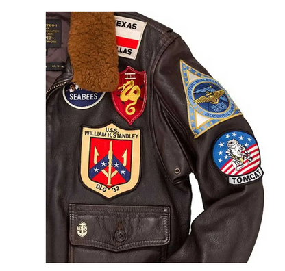 Top Gun G-1 Leather Bomber Shearling Flight Jacket -RECREATED EDITION
