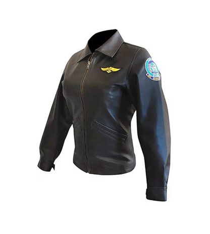 Top Gun Kelly McGillis Bomber Leather Jacket - RECREATED EDITION