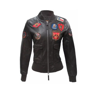 Top Gun Women’s Bomber Vegan Leather Jacket - RECREATED EDITION