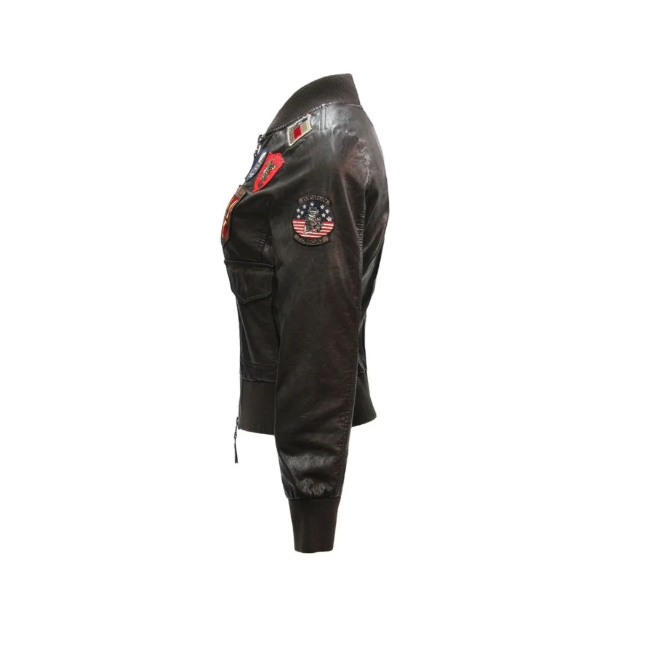 Top Gun Women’s Bomber Vegan Leather Jacket - RECREATED EDITION