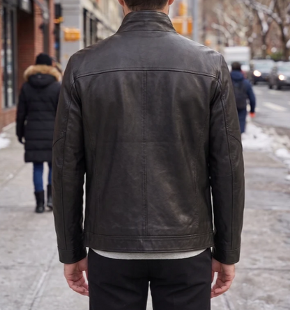 Urban Rebel Distressed Men’s Biker Leather Jacket