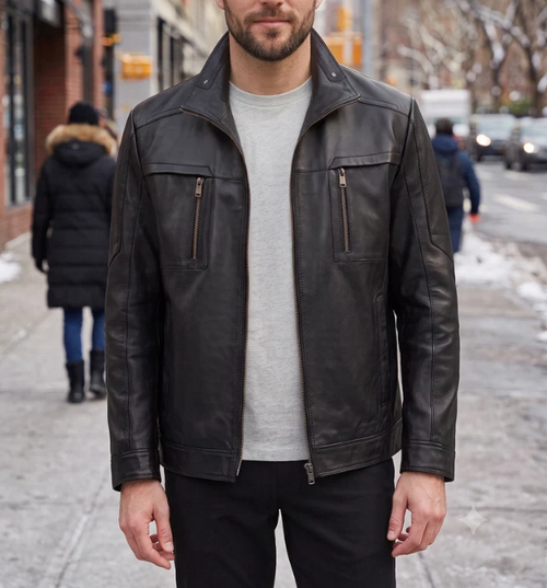 Urban Rebel Distressed Men’s Biker Leather Jacket