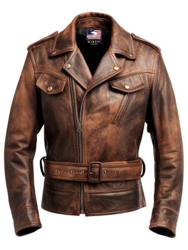 Vintage Distressed Brown Leather Jacket