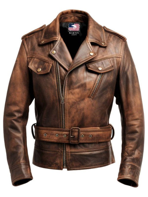 Vintage Distressed Brown Leather Jacket