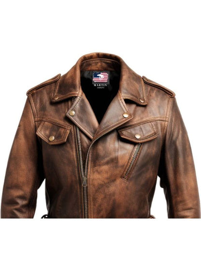 Vintage Distressed Brown Leather Jacket