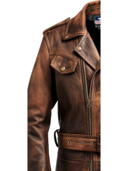 Vintage Distressed Brown Leather Jacket