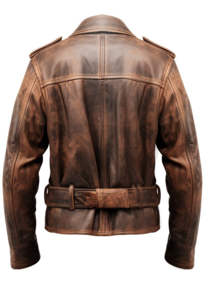 Vintage Distressed Brown Leather Jacket