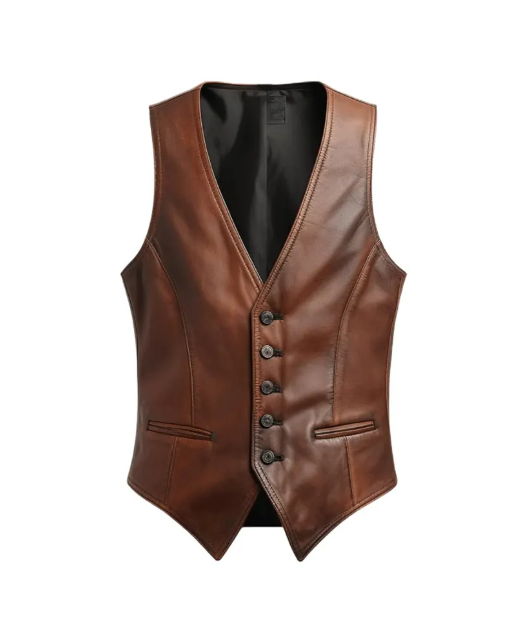 Vintage Mens Brown Leather Vest