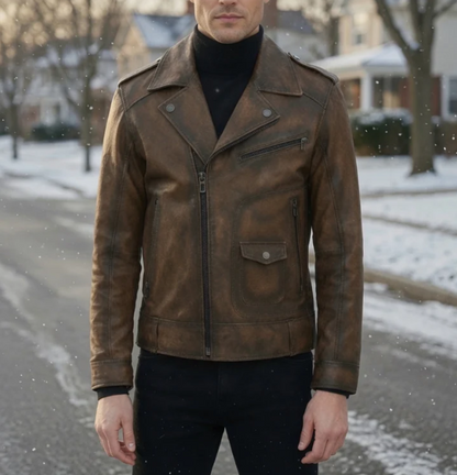 Vintage Warrior Distressed Brown Leather Jacket