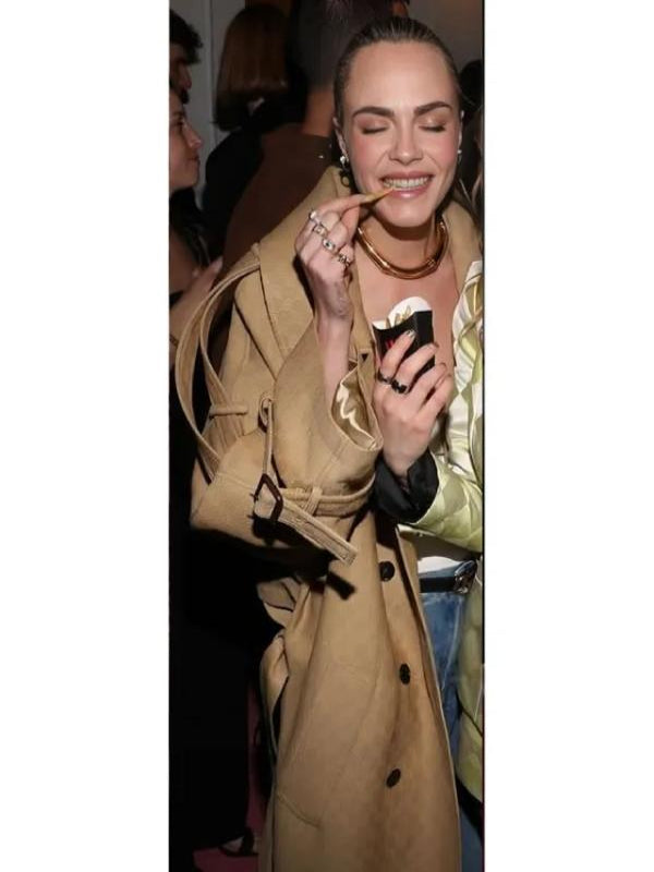 W Magazine Party 2025 Cara Delevingne Brown Coat