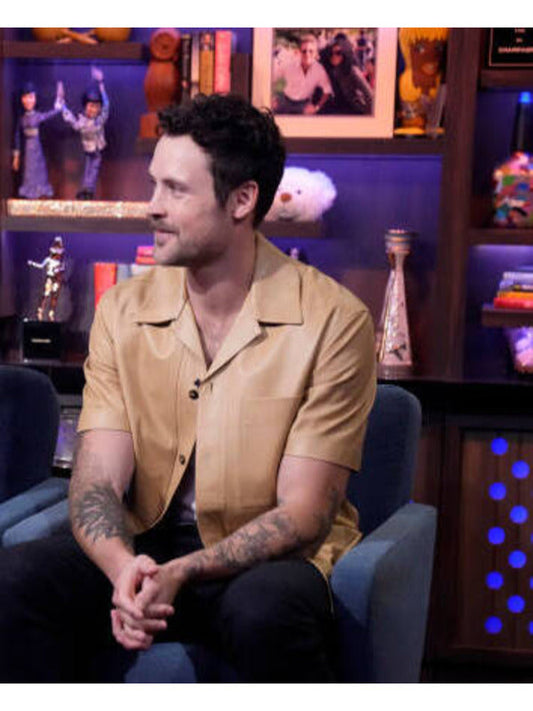Watch What Happens Live 2025 Dylan Efron Leather Shirt