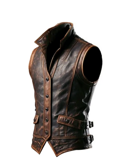 Weathered Gothic Handcrafted Leather Vest