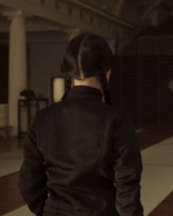 Wednesday Jenna Ortega Neck Cropped Black Shirt - 3