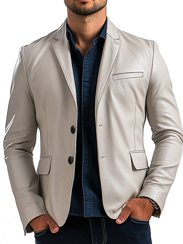 William White Leather Blazer - Leather Blazer for Men White
