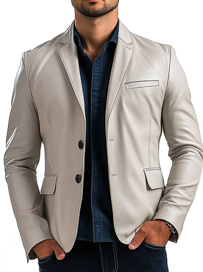 William White Leather Blazer - Leather Blazer for Men White