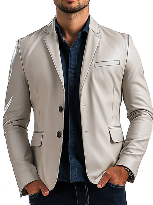 William White Leather Blazer - Leather Blazer for Men White
