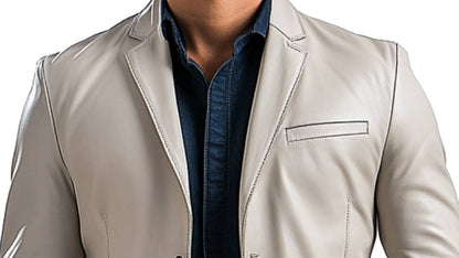 William White Leather Blazer - Leather Blazer for Men White