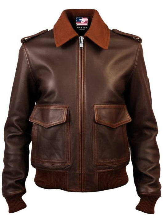Women Aviators' Leather Bomber Jacket