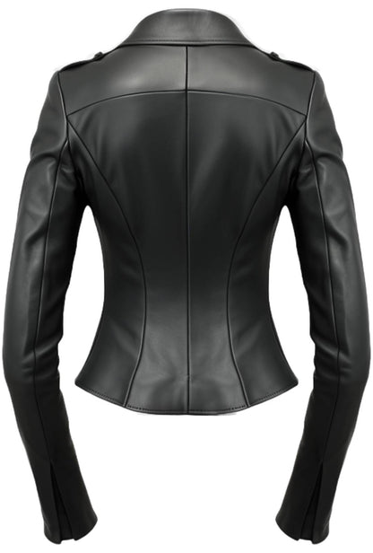Women Black Asymmetrical Designer Leather Jacket