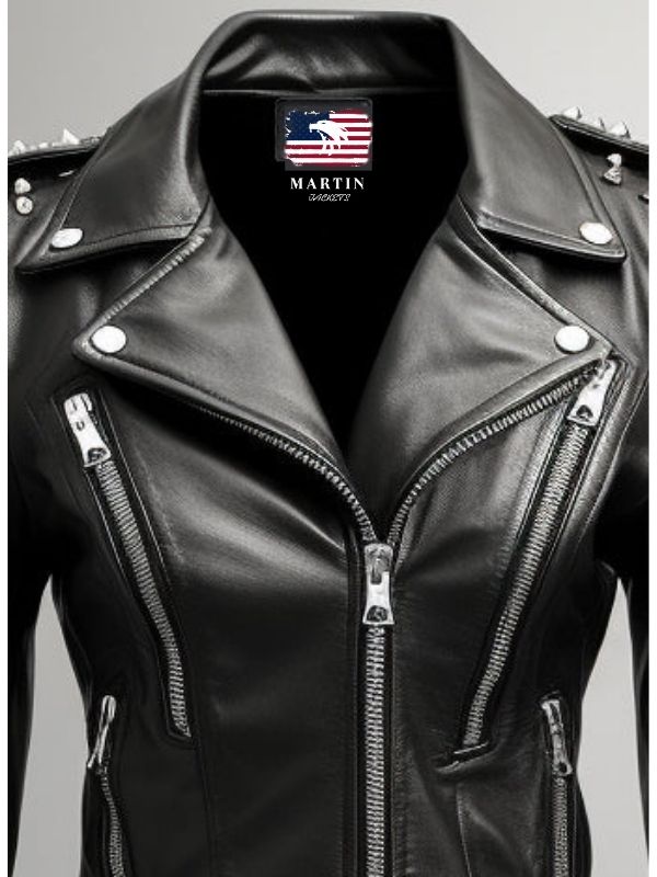 Women Black Biker Real Leather Jacket
