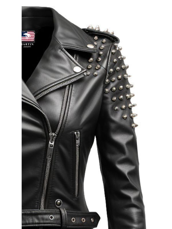 Women Black Biker Slimft Real Leather Jacket