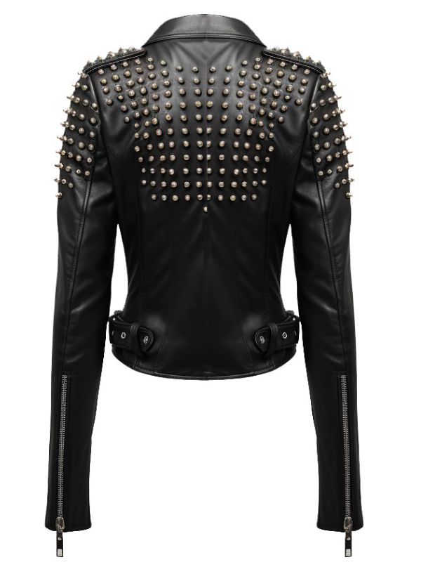 Women Black Biker Slimft Real Leather Jacket