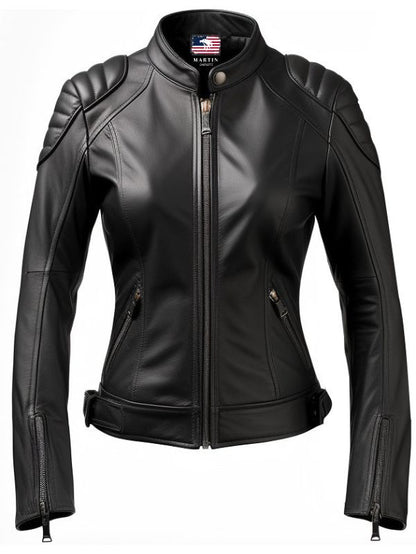 Women Black Bomber Leather Jacket