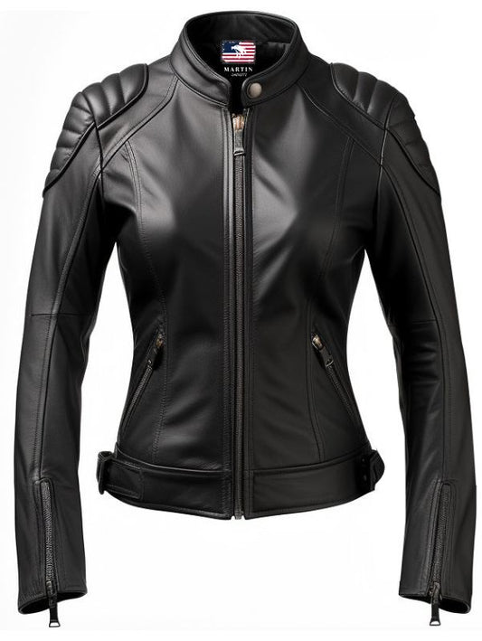 Women Black Bomber Leather Jacket