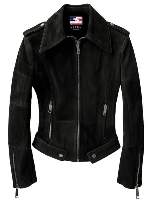 Women Black Suede Leather Jacket