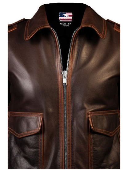 Women Bomber Leather Jacket- Brown Leather Jacket for Women