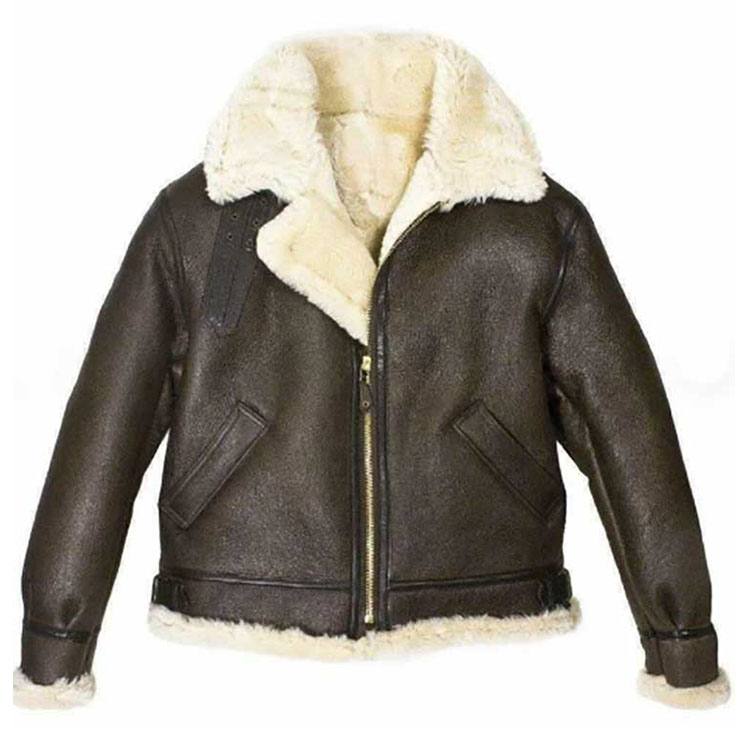 Women’s Brown Aviator Fur Shearling Leather Jacket