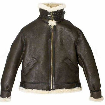 Women’s Brown Aviator Fur Shearling Leather Jacket