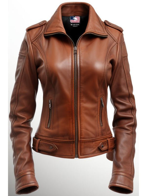 Women Brown Leather Jacket - Women Leather Jackets