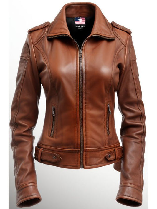Women Brown Leather Jacket - Women Leather Jackets