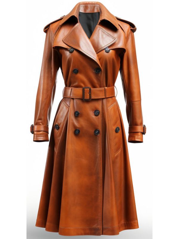 Women Brown Real Leather Coat