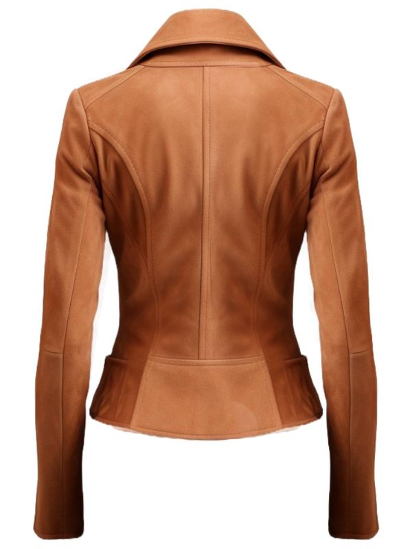 Women Camel Brown Suede Leather Jacket