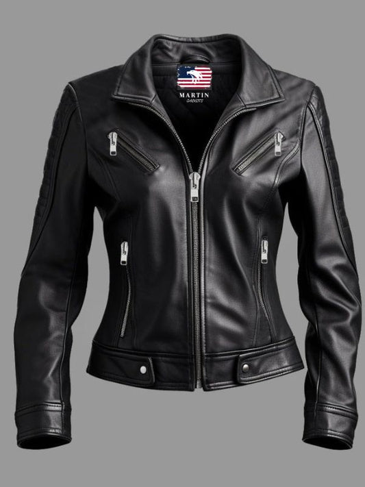 Women Dasha Designer Black Leather Jacket
