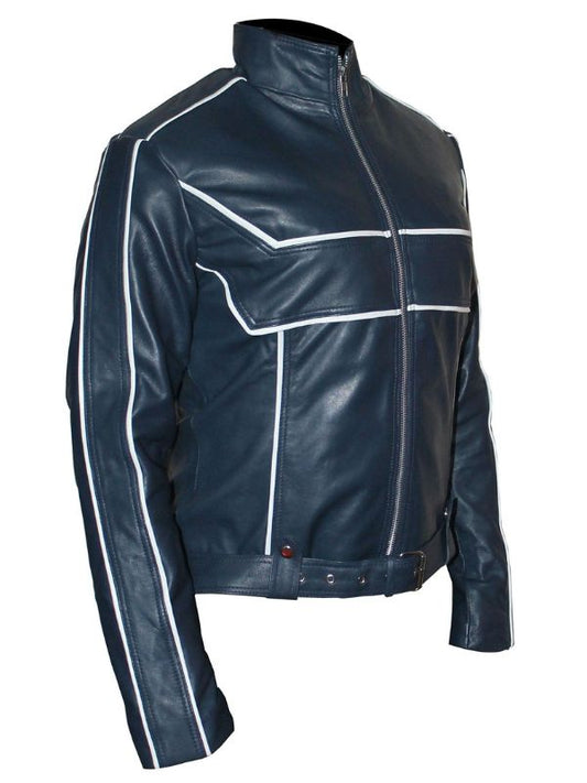 Women Emma Casual Leather Jacket - Navy Blue