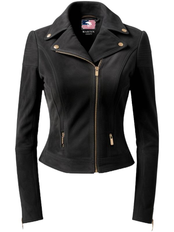 Women Lauren Black Suede Asymmetrical Designer Leather Jacket