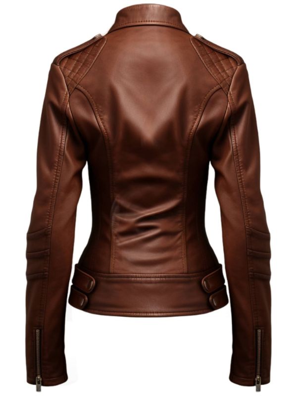 Women Real Leather Brown Style Leather Jacket