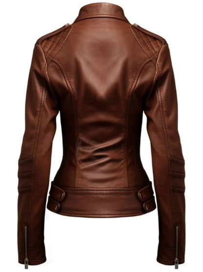 Women Real Leather Brown Style Leather Jacket