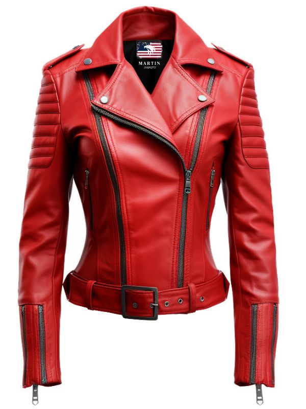 Women Red Leather Jacket