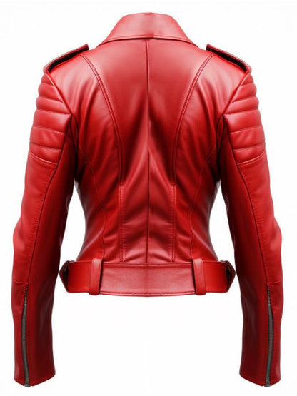 Women Red Leather Jacket