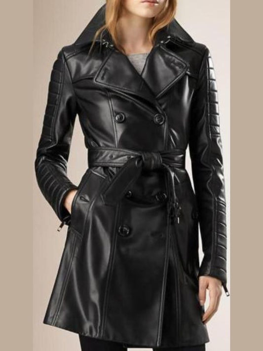 Women Sierra Black Leather Coat