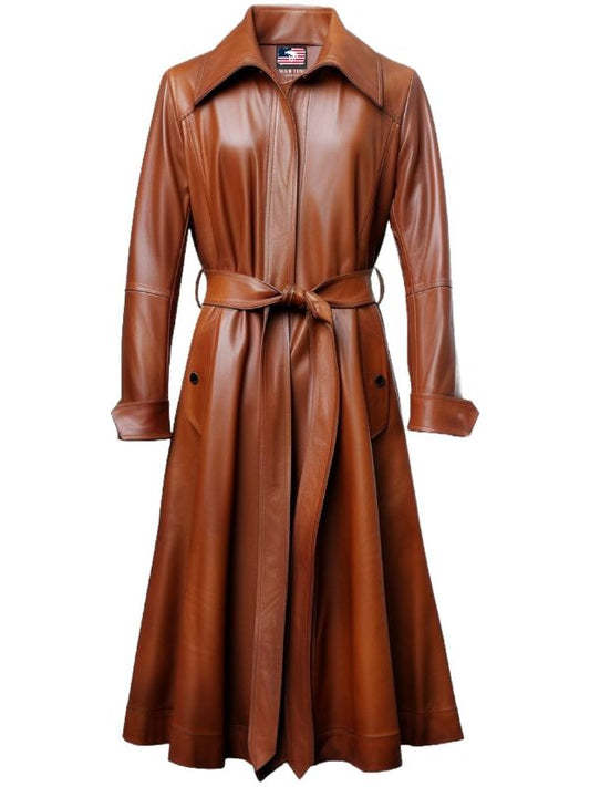 Women Tan Brown Leather Coat - Stylish Brown Leather Coat