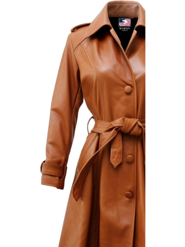 Women Tan Leather Coat - Leather Coat for Women