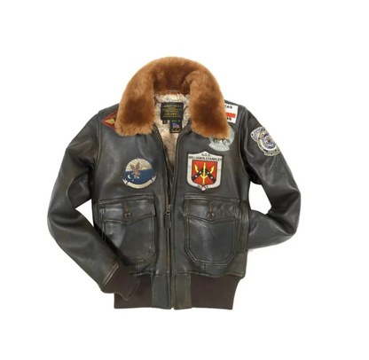 Women Top Gun Flight Bomber Shearling Leather Jacket - RECREATED EDITION