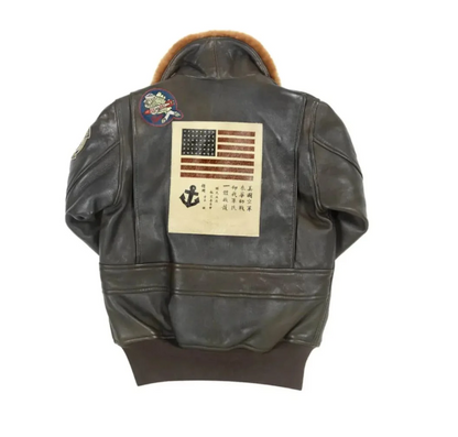 Women Top Gun Flight Bomber Shearling Leather Jacket - RECREATED EDITION